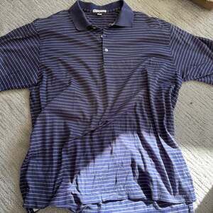 Peter Millar Crown Sport Mens Hemlock Performance Jersey Polo Blue Stripe XL